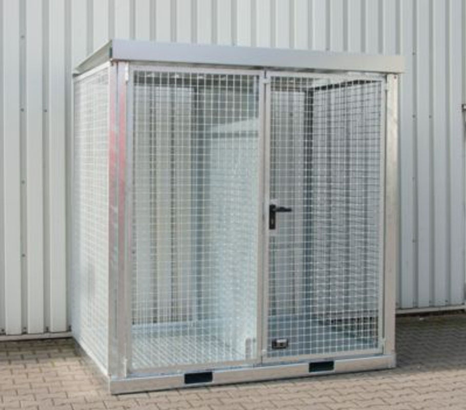 Bauer Südlohn Gasflaschen-Container GFC-E/T M2 in Silber, H 226,0 cm x B 157,0 cm x T 211,5 cm, feuerverzinkt mit Tränenblechboden - Bild 2