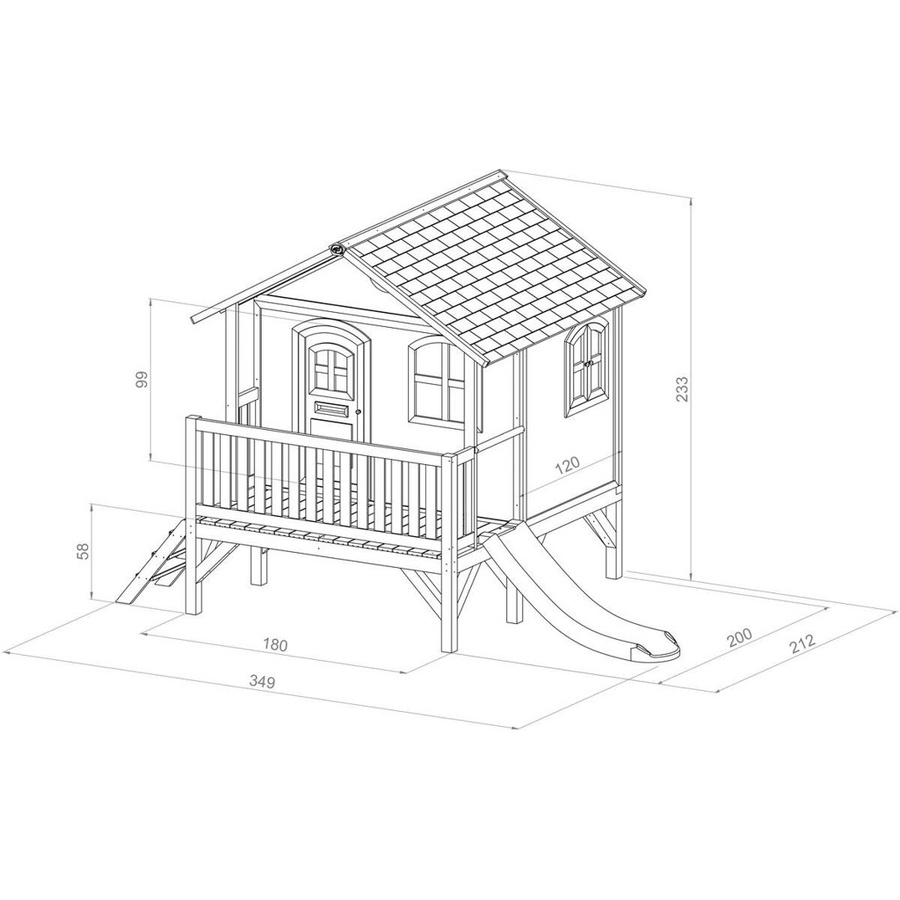 AXI Spielhaus Stef aus Holz in Braun und Weiß mit grauer Rutsche, B/H/T: 349 x 233 x 212 cm - Bild 4