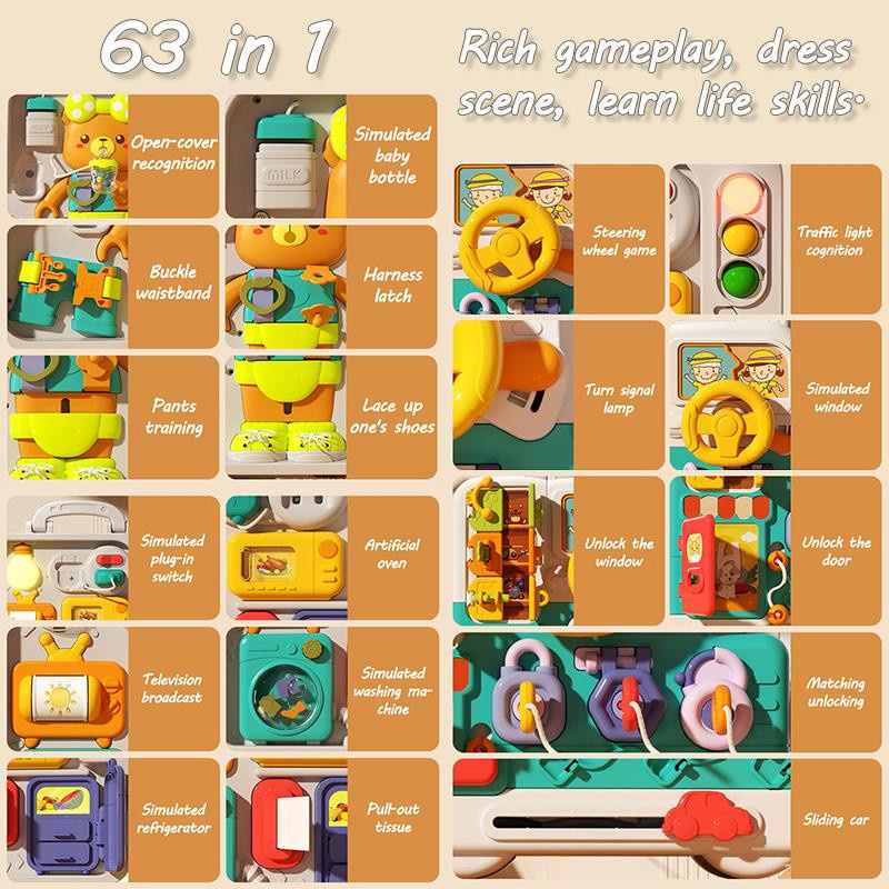 63 in 1 Baby Sensorik Activity Board Montessori Spielzeug, Musik, ab 3 Jahre - Bild 2