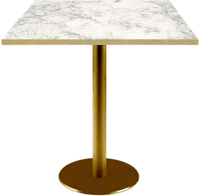 RestooTab Tisch Rome quadratisch in Hellgrau und Goldmetallic mit Stein-Dekor, B/T/H: 70 x 70 x 75 cm - Bild 1