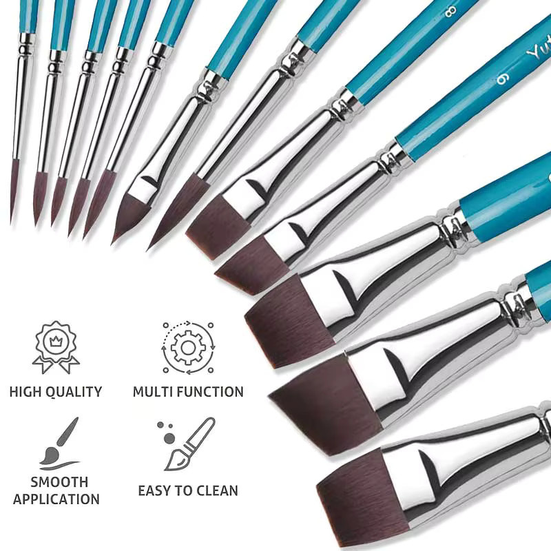 12-teiliges Künstler-Pinsel-Set in Blau für Gesicht, Körper und Cosplay-Make-up - Bild 3