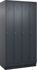 C+P Spind Classic PLUS Garderobenschrank mit Sockel, 4 Abteile, Anthrazitgrau, H x B x T: 195 x 100 x 50 cm - Bild 1