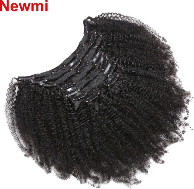 Newmi Clip-in Haarverlängerungen Echthaar, 8 Stück, 110g, Naturschwarz - Bild 1