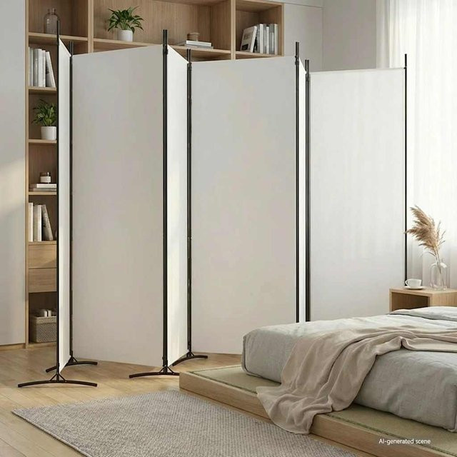 VIDAXL 6-teiliger Raumteiler aus Stoff in Weiß, faltbarer Sichtschutz für Büro und Wohnraum, B/H: 520 x 180 cm - Bild 1