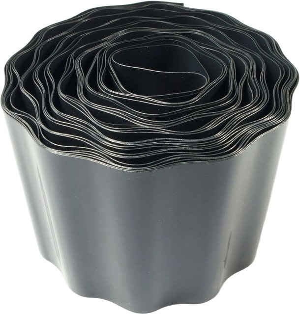 Jardinion Rasenkante Beeteinfassung aus PET Kunststoff in Schwarz, Länge: 9 m, Höhe: 15 cm - Bild 1