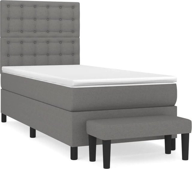 vidaXL Boxspringbett mit Matratze Hybrid-Design in Grau und Weiß, B/T: 100 x 200 cm - Bild 1