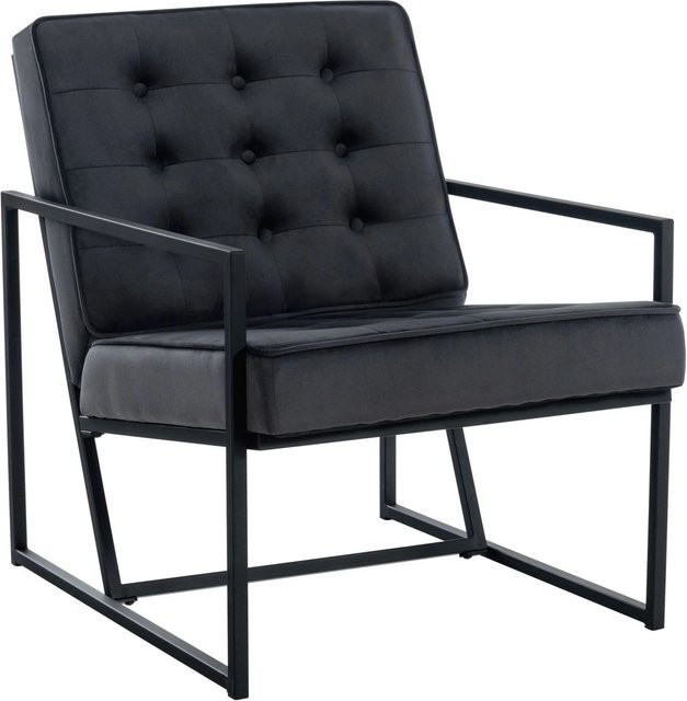 DELUKE Lounger Sessel NAMUR Clubsessel aus Samt in Grau mit Metallgestell B/T/H: 63 x 83 x 79,5 cm - Bild 1