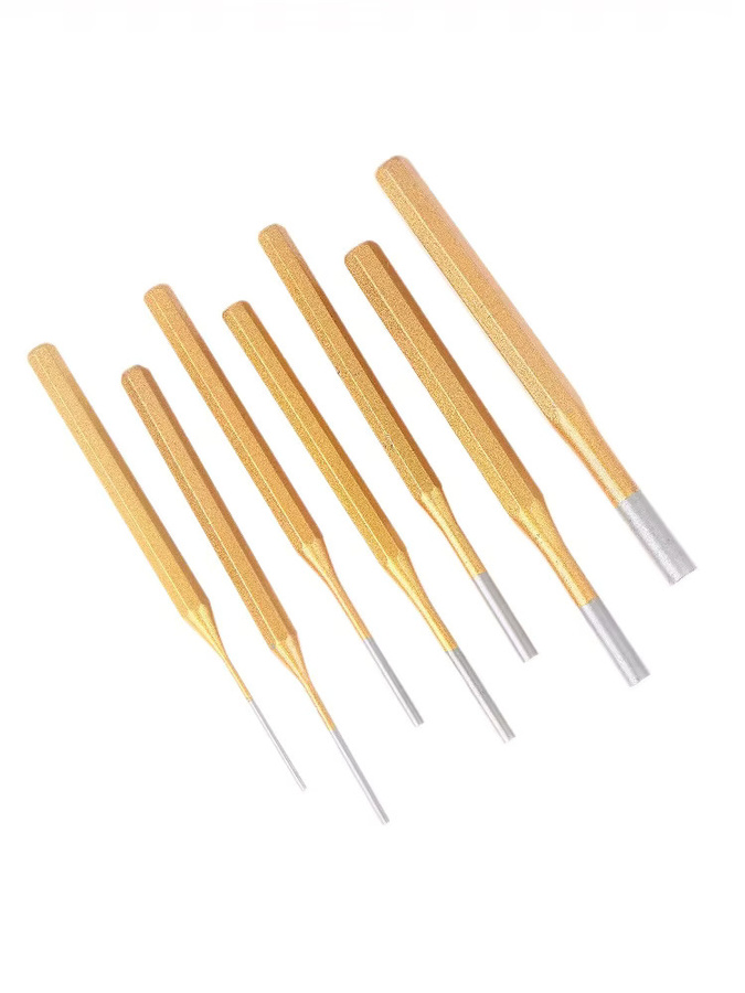 Summer2 Messing Stanz-Rollstift-Entfernungswerkzeug in Gold, Meißelkegelstanzer für Mechaniker, 2–10 mm, Länge: 150 mm - Bild 6