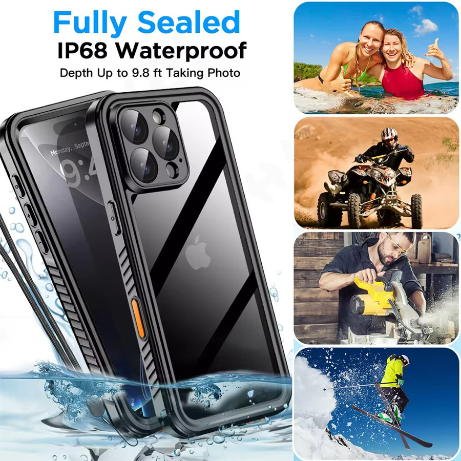 FAXYSON Wasserdichte iPhone Hülle IP68 mit Metall-Aluminium-Gehäuse für iPhone 17 bis 11 Pro Max, XR, XS Plus in Schwarz oder Silber - Bild 5