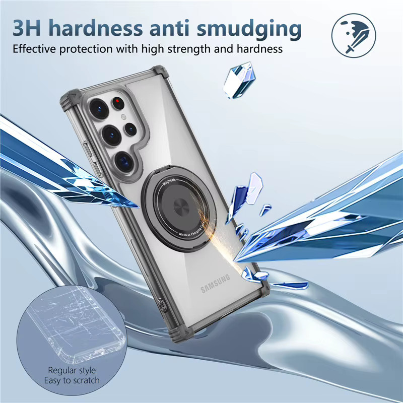 Samsung Armor Strong Magnetic Stand Case für Galaxy S26 Ultra S25 Edge S24 S23 S22 FE Plus in Schwarz mit PC und TPU Schutzhülle und integriertem Standfuß - Bild 2