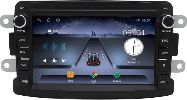 Koogeelife Autoradio mit 7 Zoll Touchscreen für Duster und Logan in Grau mit kabellosem Carplay, GPS-Navigation, Bluetooth und WiFi inklusive Rückfahrkamera - Bild 1