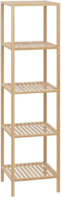 DELUKE Badregal NEUSS aus Bambusholz in Natur, freistehendes Badezimmer-Aufbewahrungsregal, B/T/H: 36 x 36 x 145 cm - Bild 1