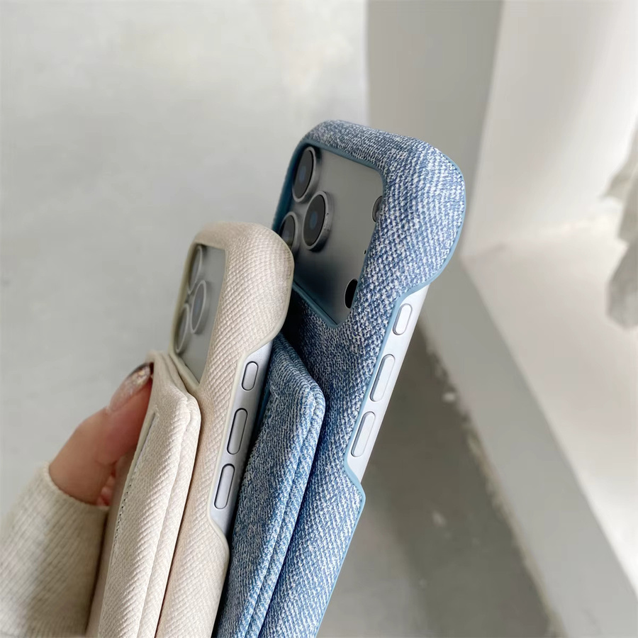 Crossbody Handyhülle mit Reißverschluss und Kartenfach für Apple iPhone in Blau - Bild 2