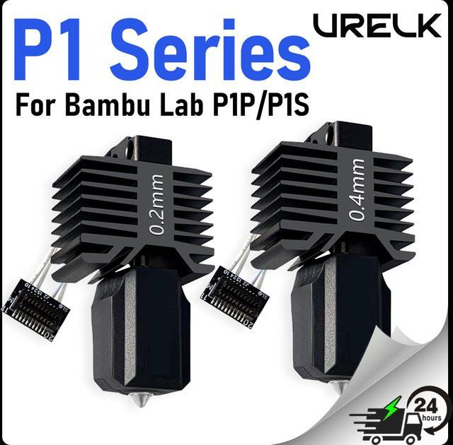 URELK Hotend Komplett-Set Druckkopf mit Keramik-Heizpatrone und Thermistor-Kit als Ersatz für Bambu Lab P1S P1P in Schwarz - Bild 1