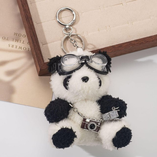 Rd lala Anhänger Panda Puppe mit Fliegerbrille und Mini Retro Kamera, Damen - Bild 1