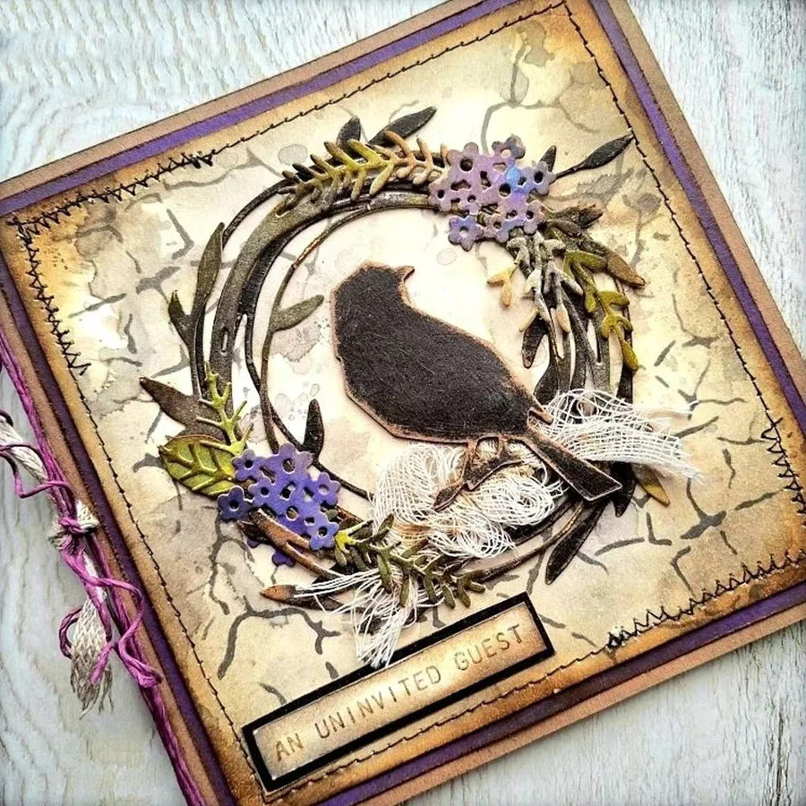 Frühlings-Blumenkranz Stanzformen Set mit Schmetterlingen, Waldmotiven, Ostereiern, Vögeln und Hasen in Multicolor für deine DIY-Kartenherstellung - Bild 1