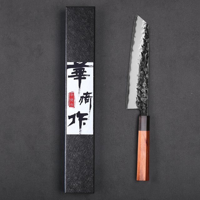 HUAYIGRAND Kiritsuke-Messer aus Verbundstahl, 8,2 Zoll handgeschmiedetes japanisches Bunka-Kochmesser mit Holzgriff in Silber - Bild 1
