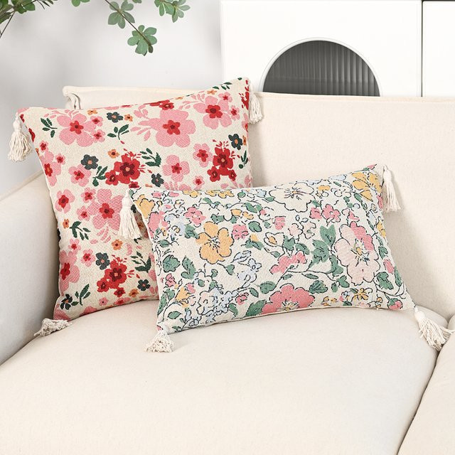 BUYNOW Jacquard-Kissenbezug mit Tier- und Blumenmuster im Vintage-Stil, Mehrfarbig, B/T/H: 30 x 30 x 30 cm - Bild 1