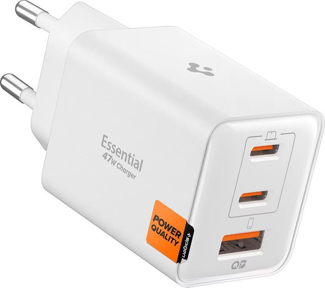 Spigen Essential Netzladegerät EE473EU in Weiß mit 47W, 3A, 1 x USB-A und 2 x USB-C - Bild 1