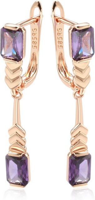 Lange Hängeohrringe Roségold, Zirkonia, Damen - Bild 1