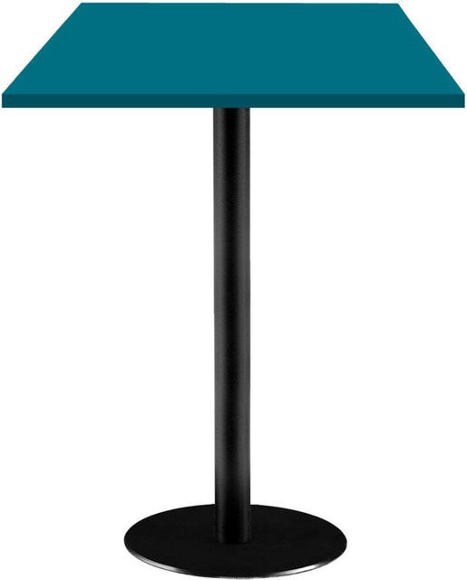 RestooTab Stehtisch Rome quadratisch mit blauer Platte und schwarzem Gestell, B/T/H: 60 x 60 x 113 cm - Bild 1
