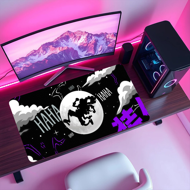 One Piece Luffy Gear 5 Kunst-Mauspad Schwarz-Weiß, großes rutschfestes Mauspad für Schreibtisch und Tastatur - Bild 1