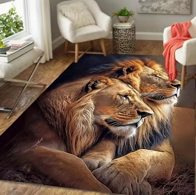 Moderne Fußmatte Lodestar mit Wolf-Motiv für Innen- und Außenbereich, Mehrfarbig, B/T: 80 x 50 cm - Bild 1