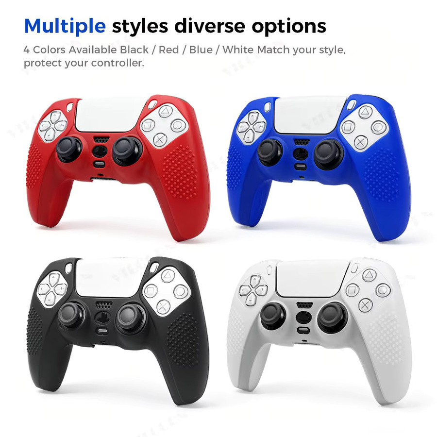 VILCORN Silikonhülle für PS5-Controller in Schwarz mit rutschfester Daumenstick-Griffabdeckung - Bild 5