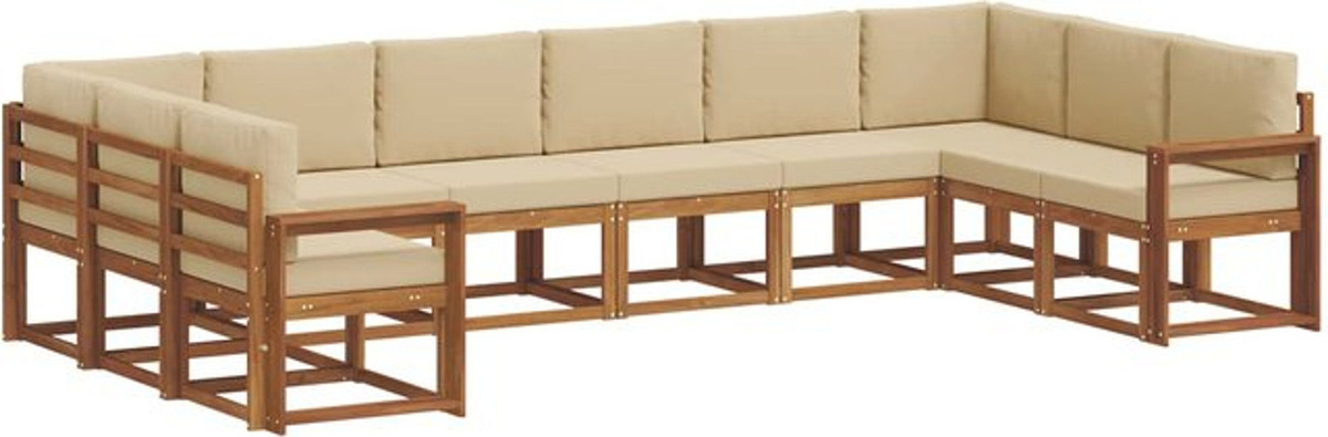 Modernes Outdoor-Sofagarnitur Loungemöbel Set aus Akazie mit 10 Kissen in Natur und Beige von vidaXL - Bild 1