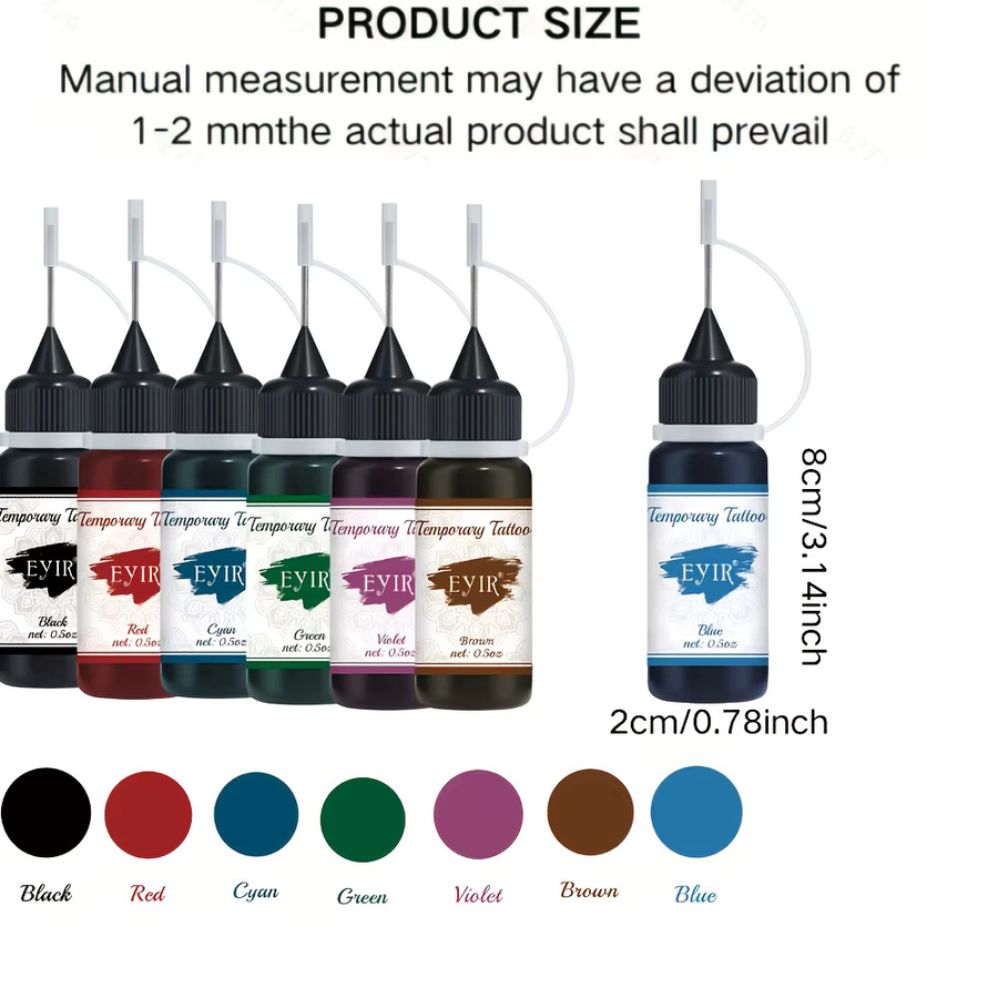 EYIR Tattoo-Paste-Set, 7 Farben, Temporäre Tattoo-Paste - Bild 6