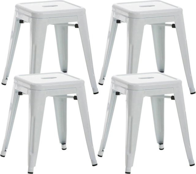 DELUKE Hocker FULDA 4er Set Stapelhocker aus Metall in Weiß im Industrial-Look B/T/H: 40 x 40 x 46 cm - Bild 1