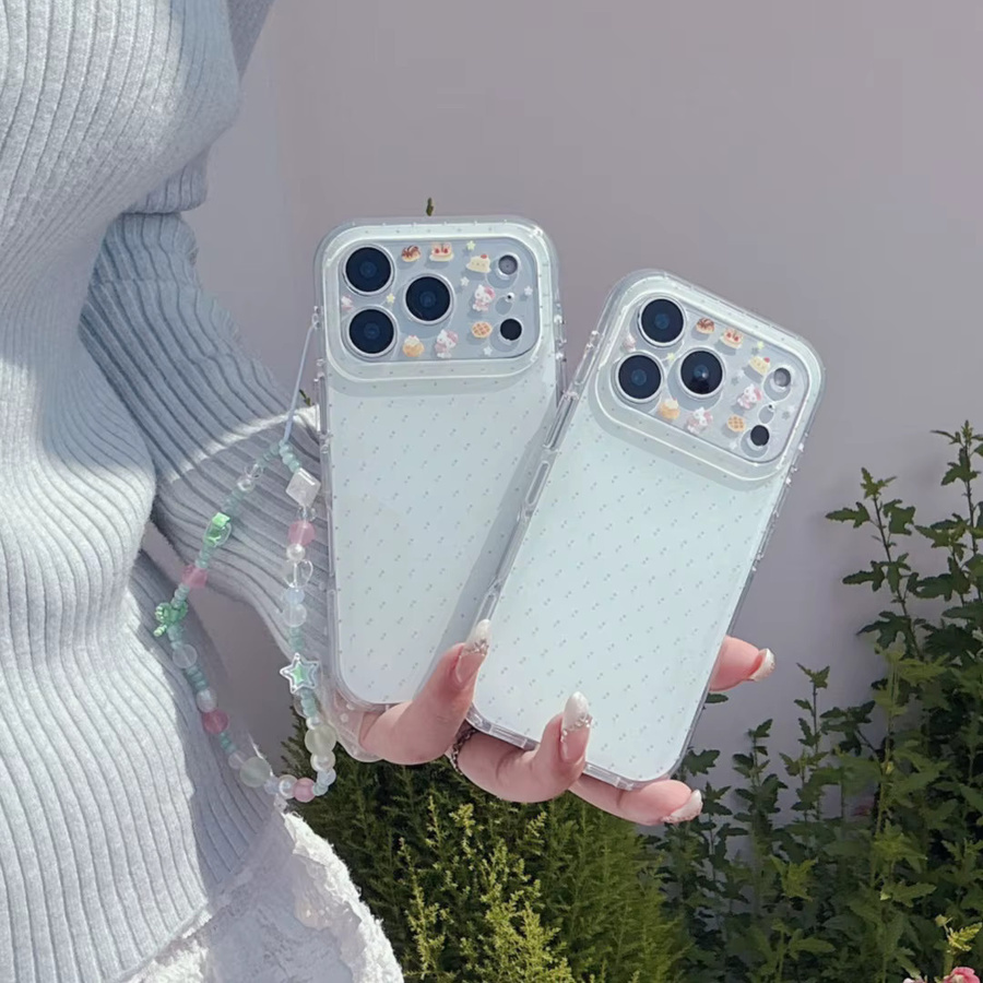 Sanrio Hello Kitty Handyhülle mit Polka-Dot-Muster und Linsenschutz für iPhone 17 16 15 Pro Max, stoßfeste Acryl-Hülle inklusive Kette - Bild 2