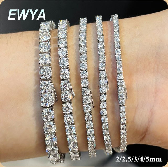 EWYA Tennis Armband, Moissanit, Silber, Unisex - Bild 1