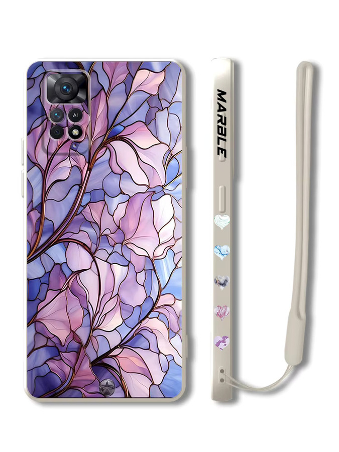Blumenmarmor Handyhülle für Xiaomi Redmi Note 8 9 9S 9T 10 10S 11S 12S 12 13 Pro Plus in Multicolour - Bild 1