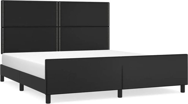 vidaXL Bettgestell mit Kopfteil in Schwarz aus Kunstleder und Holz, B/T/H: 180 x 200 x 128 cm - Bild 1