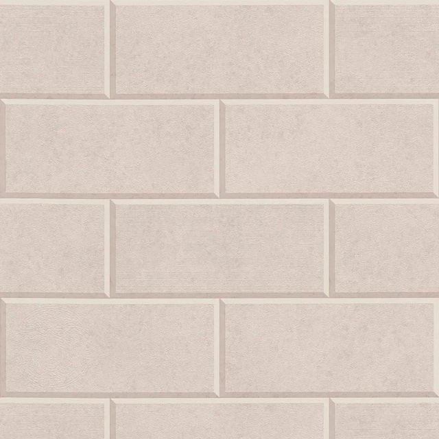 Profhome Stein Kacheln Tapete in Beige, Uni Matt, Non-Woven, Breite: 0,70 m, Länge: 10,05 m - Bild 1