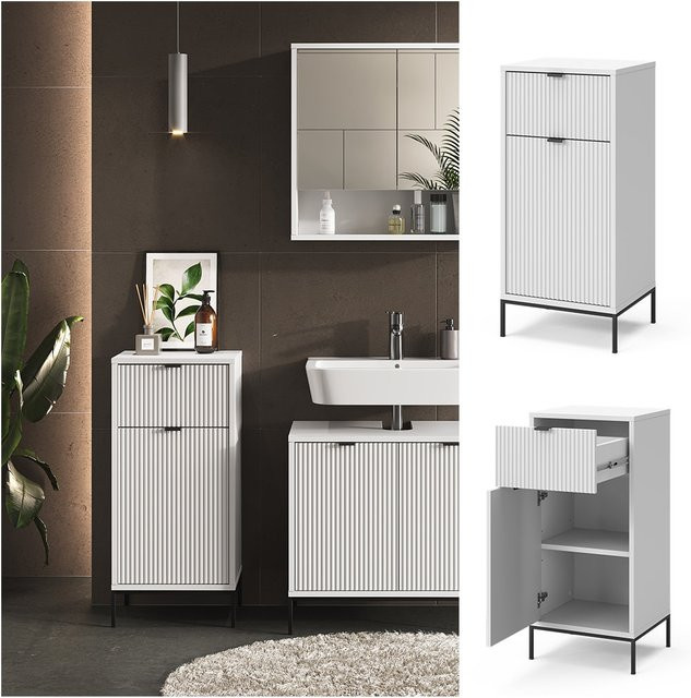 Vicco Midischrank Eliza Weiß für das Badezimmer mit Tür, Schublade und Regalböden, B/T/H: 40 x 35 x 87 cm - Bild 1