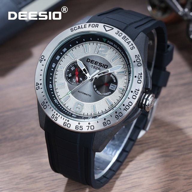 Deesio Armbanduhr Automatik, Kohlefaser, Silikon, Herren - Bild 1