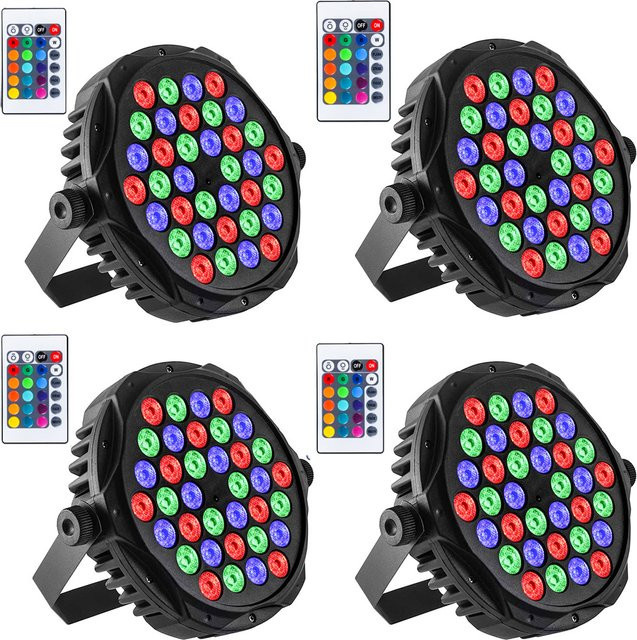 GOTSTAGE 4er Set RGB LED Par Lichter mit 36 LEDs und DMX-Steuerung in Schwarz für DJ, Disco, Hochzeit und Party - Bild 1