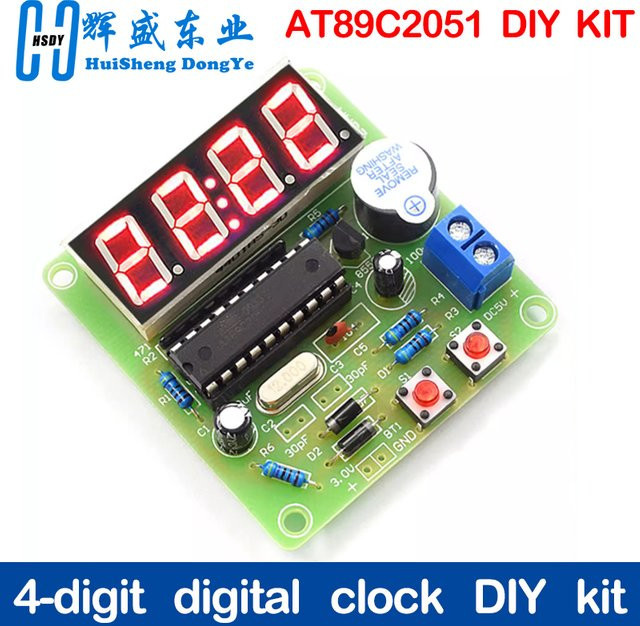 HUISHENGYUFA AT89C2051 Digitale 4-Bit-Elektronikuhr DIY-Kit als Lernset für Arduino - Bild 1