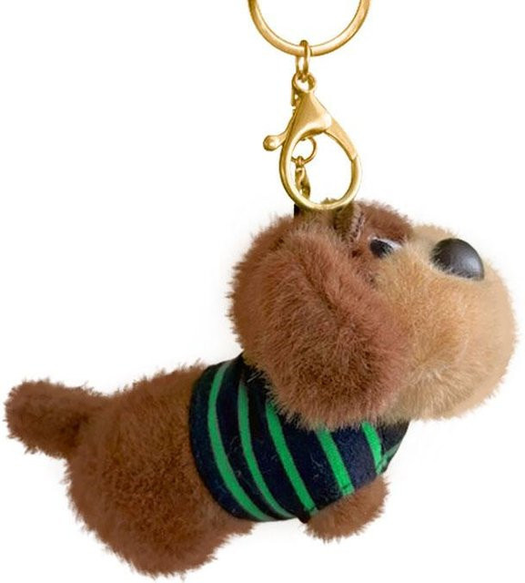 BC Pet Supplies Schlüsselanhänger Dackel Hund Fußball, Plüsch, 10cm, brown - Bild 1