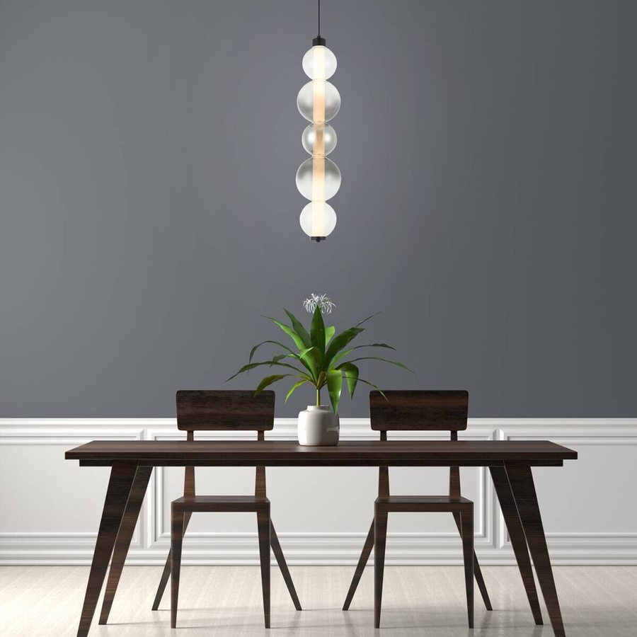 Lamkur LED Hängeleuchte modern in Schwarz aus Stahl und Glas B: 120 cm, H: 15 cm, T: 15 cm - Bild 2