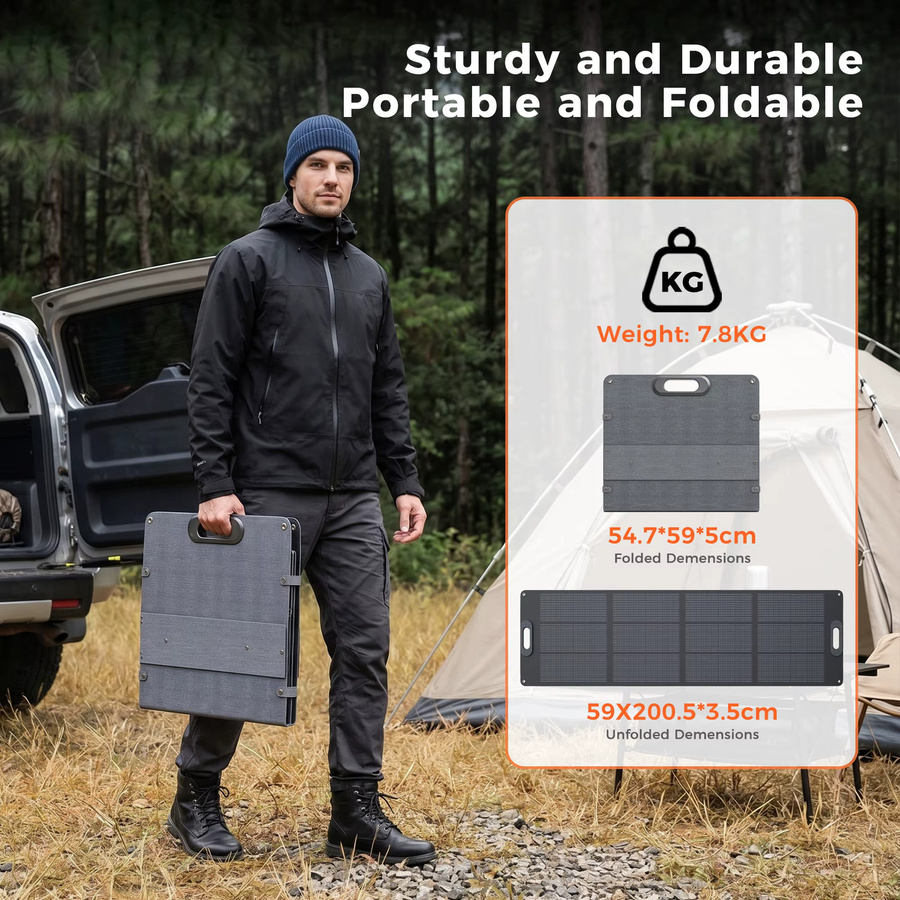 CTOLITY Faltbares tragbares Solarpanel 200 W 20,5 V mit USB Typ C für Wohnmobil, Camping und Outdoor - Bild 4