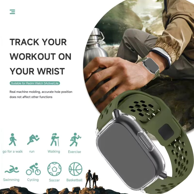 Xiaomi Uhrenzubehör, Silikon Armband, Schwarz, Redmi Uhr 5 Aktive, Redmi Uhr 5 Lite - Bild 4