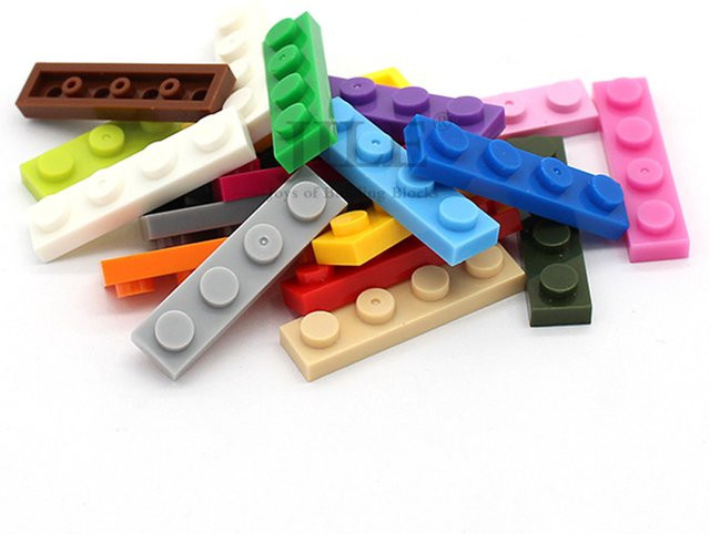 jile Moc-Fliesenplatte 1x4, Bausteine, 100-teiliges Set, Blau, Bunt / Mehrfarbig - Bild 1