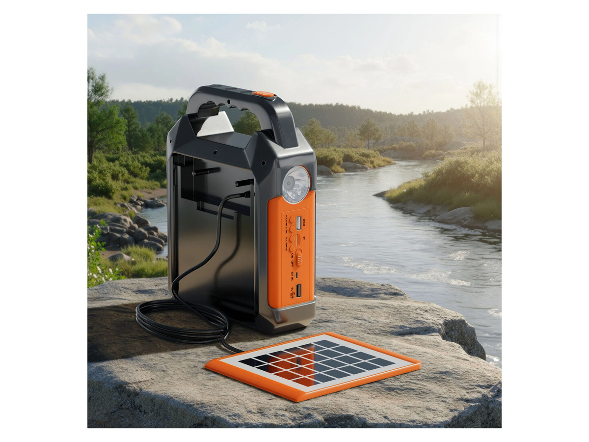 MEBUS Multifunktions Solarstation in Orange und Schwarz mit Bluetooth und USB-A Anschluss - Bild 2