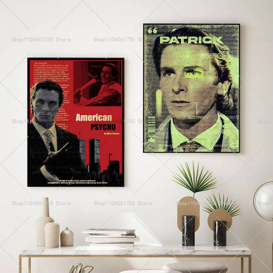 Retro Film Poster Psycho selbstklebender wasserfester Kunstdruck auf Papier, Wanddekoration Mehrfarbig - Bild 5