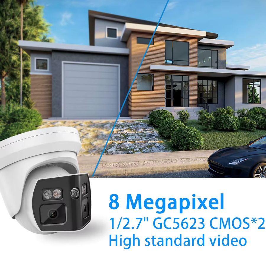Vikylin 8MP Panorama-IP-Kamera mit zwei Lichtquellen, Zwei-Wege-Audio, PoE, Onvif und IP66-Schutz, Metall-Überwachungskamera in Weiß - Bild 3