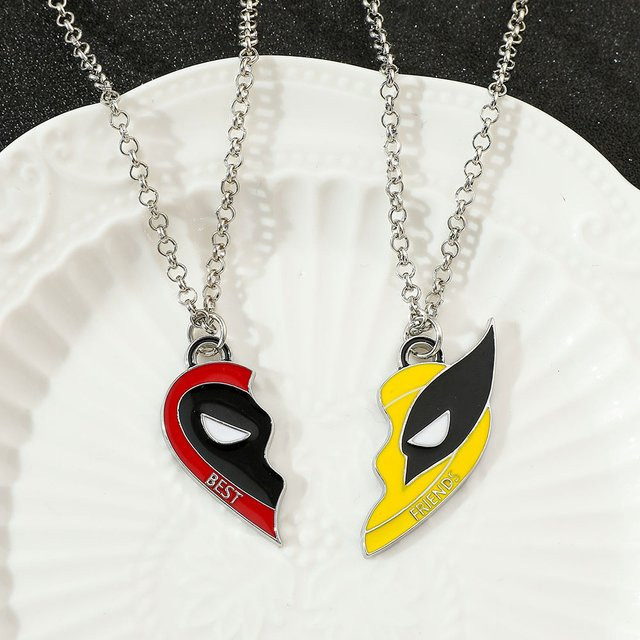 TAKARA TOMY Halskette, Deadpool Wolverine Herzförmige Stickerei-Anhänger, Silber, Unisex - Bild 1