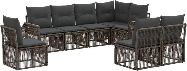 vidaXL Gartensofa-Set 8-teilig aus Poly-Rattan in Grau und Anthrazit mit Polstern und L-Form für Garten und Terrasse - Bild 1